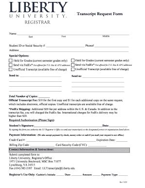 2023-2025 Liberty University Transcript Request Form Fill Online ...