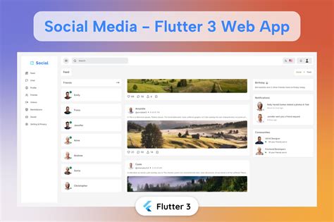 Flutter Social Web App Template