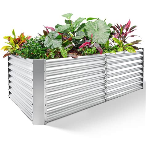 Land Guard 8×4×2 ft Galvanized Raised Garden Bed Kit, Galvanized ...