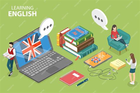 Premium Vector | D isometric flat vector conceptual illustration of learning english language ...