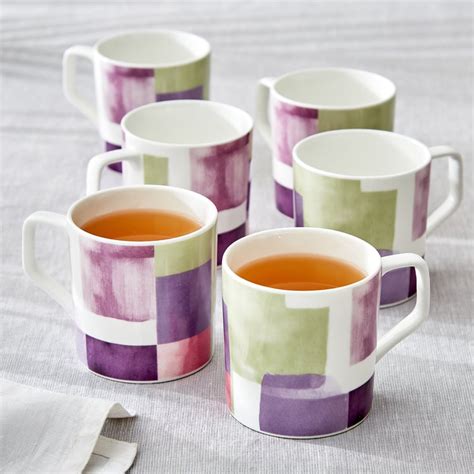 Buy Mandarin Mystic Garden Set of 6 Bone China Printed Coffee Mugs ...
