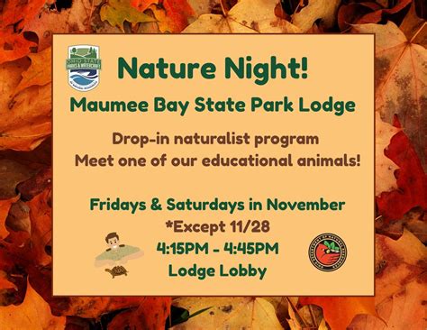 Nature Night at the Lodge, Maumee Bay Lodge, Luna Pier, 15 November ...