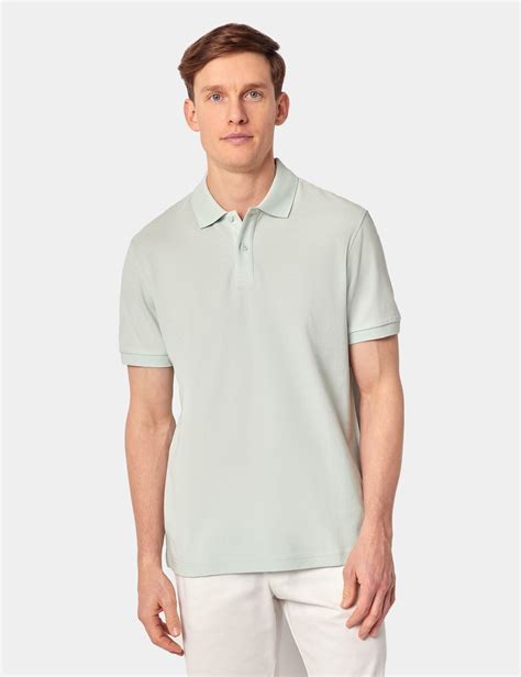 Men's Light Green Mercerised Cotton Polo Shirt - Short Sleeve | Hawes ...