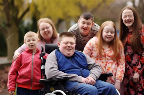 Premium AI Image | Children with Down syndrome on a walk in the park ...