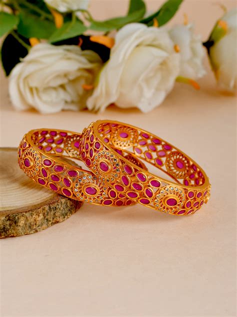 Buy Gold Plated Handcrafted Kada Bangles for Women Online at Silvermerc ...