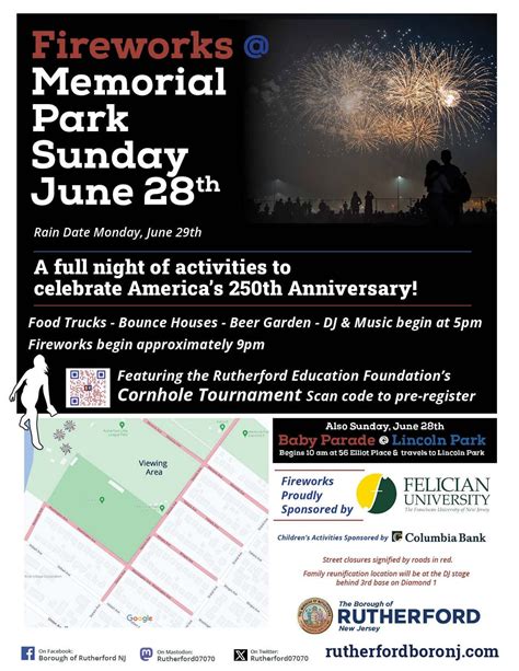 Fireworks at Memorial Park, Rutherford Memorial Park, 28 June 2026 ...