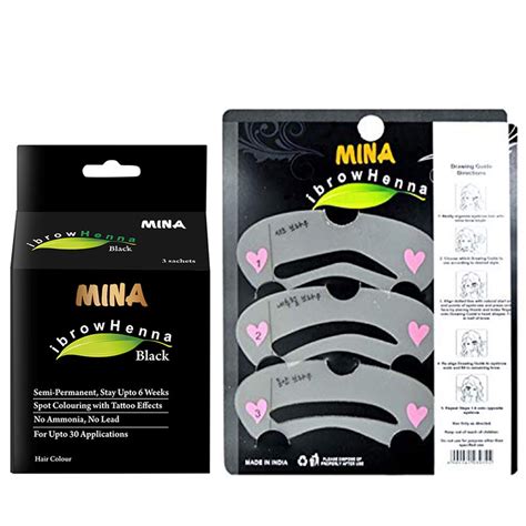 Buy MINA ibrow Henna Semi Permanent Tint Kit Regular Pack with Stencil ...