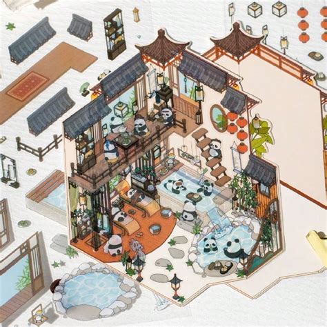 Twilight Panda 3D Sticker For Miniature Landscape Modeling, No-Cut 3D ...