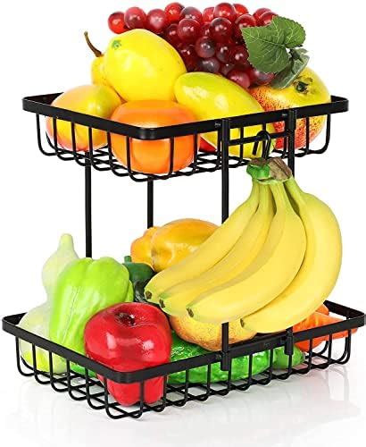 Go Hooked Countertop 2-Tier Fruit Basket for Display Table, Dining ...
