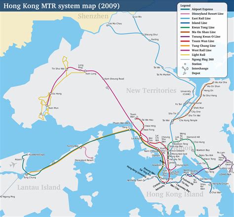 MTR : Mapa del metro de Hong Kong, China