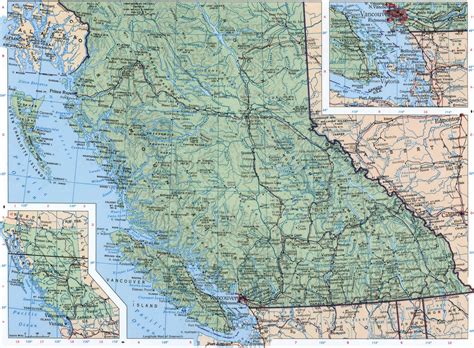 British Columbia detailed geographic map.Free printable geographical map