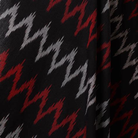 Black Cotton Pochampally Ikat Fabric