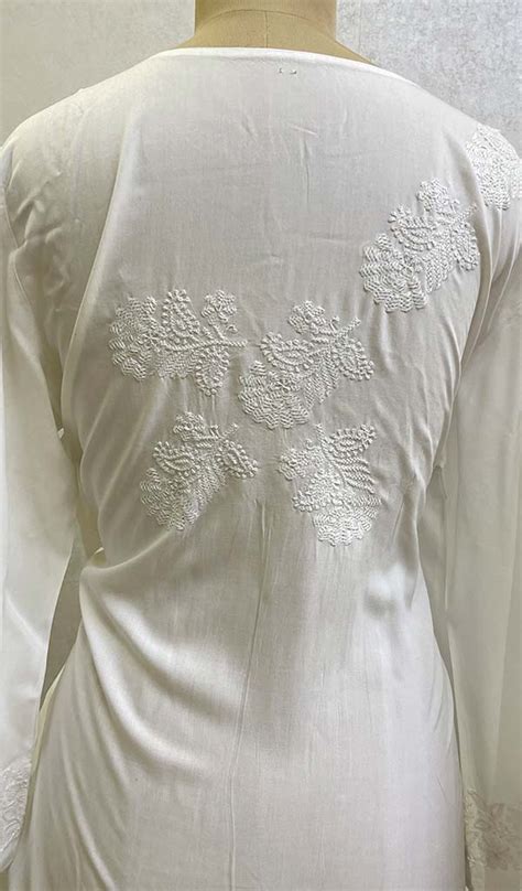 Women's Lucknowi Handcrafted Modal Cotton Chikankari Kurti - HONC01278
