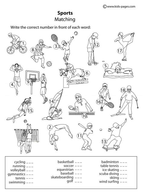 Sports Matching Worksheet 的图像结果