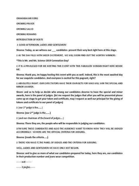 Image result for Host Script for Pageant