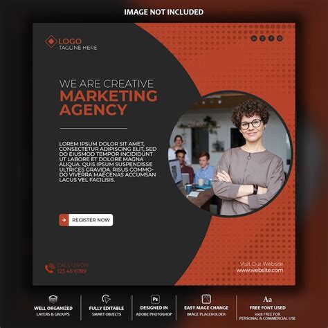 Creative marketing agency social media post template | Premium PSD
