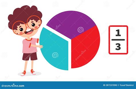 Cartoon Kid Learning Fractions Subject Stock Illustration ...