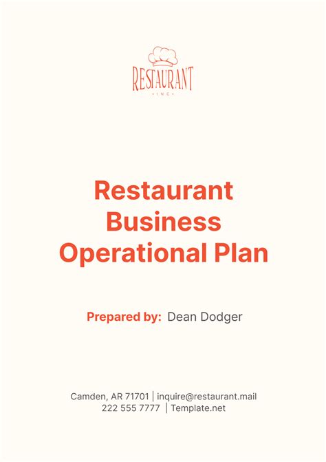Restaurant Operational Plan Template 的图像结果