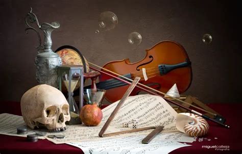 Download wallpaper notes, bubbles, violin, skull, coins, pitcher, still ...