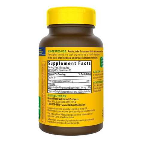 Nature Made High Absorption Magnesium Glycinate 200 Mg Supplement ...