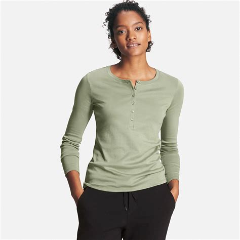 Women's Supima® Cotton Long Sleeve Henley Neck T-Shirt | UNIQLO US