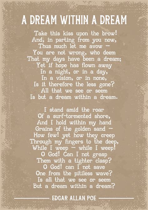 Edgar Allan Poe A Dream Within a Dream Poem Art Print - Etsy New Zealand