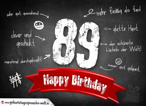 Komplimente Geburtstagskarte zum 89. Geburtstag Happy Birthday ...