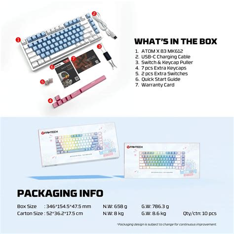 ميكانيكال جيمنج كيبورد FANTECH MK612 ATOM X83 AME Edition | الاردن