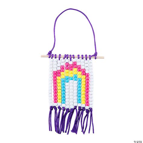 3 1/2" x 3 1/2" Rainbow Pony Bead Banner Craft Kit - Makes 6 | Oriental ...