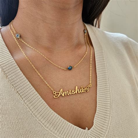 Evil Eye Layer Name Necklace – Zivi Fashion