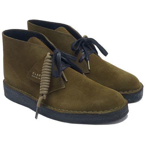 CLARKS ORIGINALS 'Desert Coal' Suede Desert Boots Olive