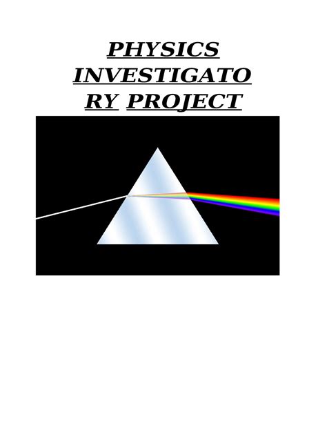 Physics-investigatory-project 1 - PHYSICS INVESTIGATO RY PROJECT ...