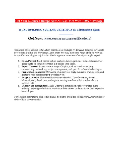 HVAC Building S Ystems Certificate Certification Exam - Get Your ...
