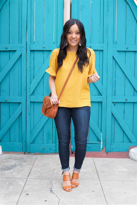 Yellow Blouses Tops Yellow Flared Short Sleeve Blouse – AX Paris