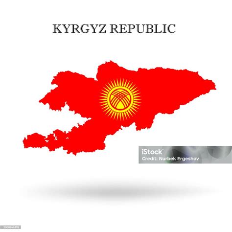 Map Of Kyrgyz Republic With New Flag Vector Illustration Stock ...