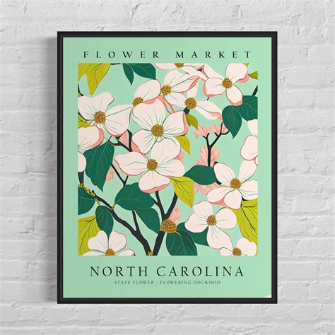 North Carolina State Flower, North Carolina Flower Market Art Print ...