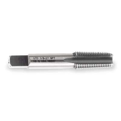 941200-9 Straight Flute Tap: 1/8"-27 Thread Size, 3/4 in Thread Lg, 2 1 ...