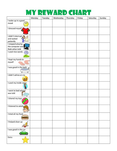Reward Chart for Kids | Printable Rewards, Behavior Rewards