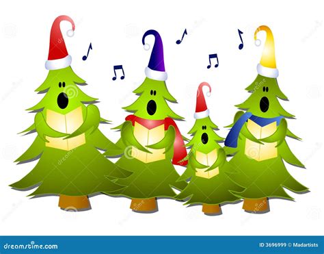 Christmas Tree Carolers Singing Stock Illustration - Illustration of graphic, carols: 3696999 - drawing of xmas carolers