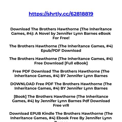 Download PDF The Brothers Hawthorne (The Inheritance Games, #4) Ebook ...