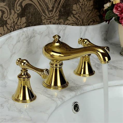 欧式仿古金色冷热全铜分体式三孔美式古典台下盆洗手面盆水龙头-阿里巴巴