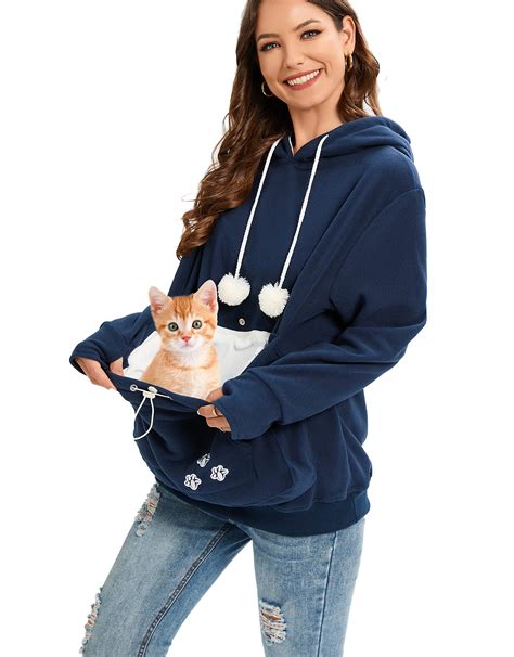BOMBAXCEIBA Fleece pet Cat Small Day Pouch Hoodie Carrier Holder ...