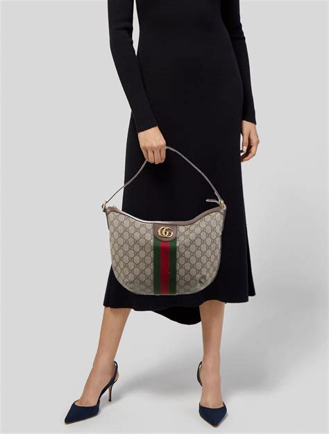 Gucci GG Supreme Small Ophidia Half Moon Hobo - Neutrals Shoulder Bags ...