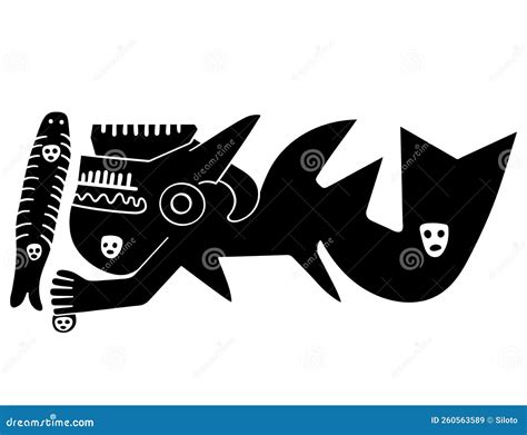 Geoglyph Of The Killer Whale From Palpa Vector Illustration ...