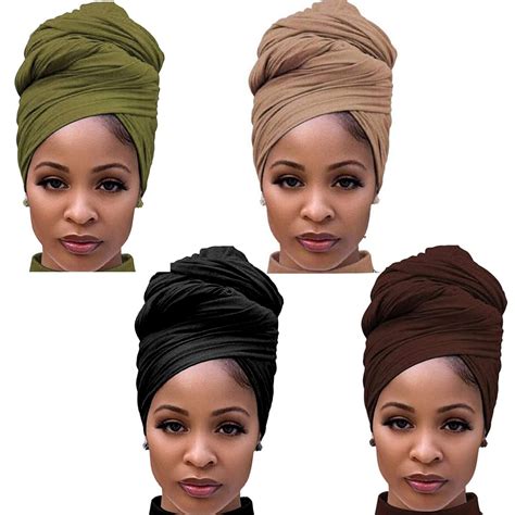 Stretch Jersey Turban Head Wrap Scarf African Headwraps for Women Head ...