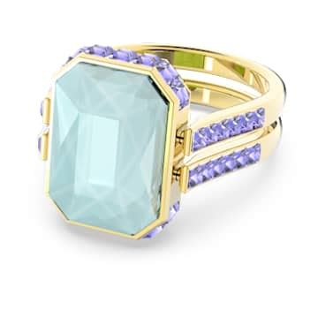 Chroma ring, Octagon cut, Multicolored, Gold-tone plated | Swarovski
