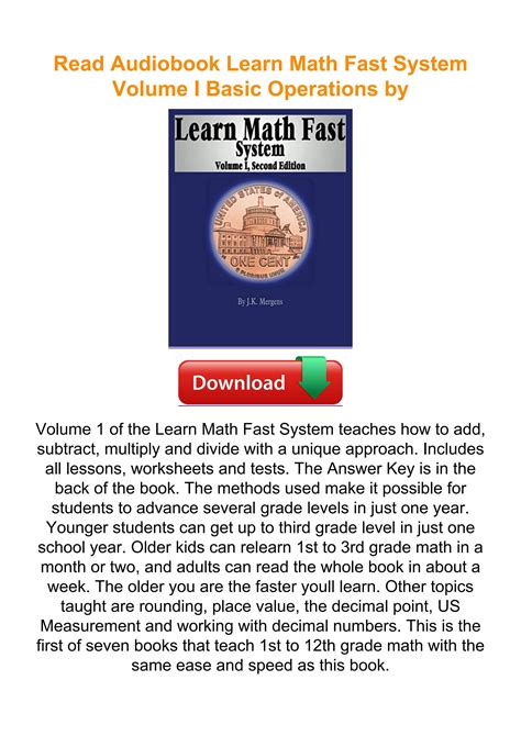 Read Audiobook Learn Math Fast System Volume I Basic Operations by by ...
