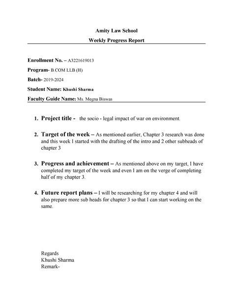 WPR 8- Khushi - ..... - Amity Law School Weekly Progress Report ...
