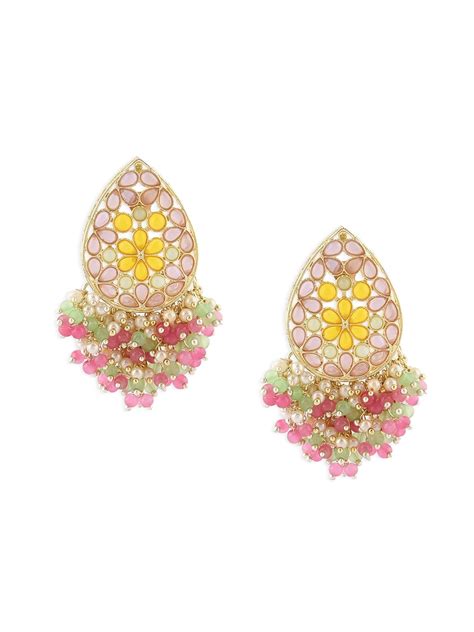 Buy Zaveri Pearls Multicolor Stones Embellished Clustered Beads Drop ...