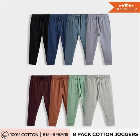 8 Pcs Cotton Joggers | Black, Blue, Air Force Blue, Grey, Wine, Brown ...